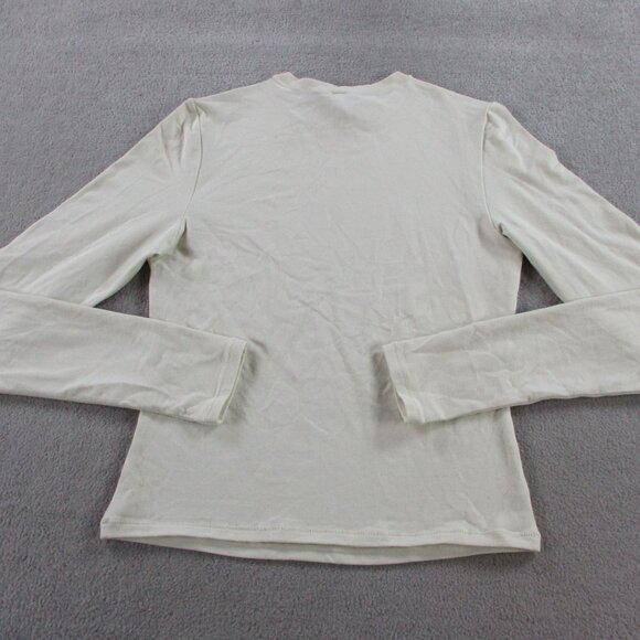 SKIMS Cotton Jersey Long Sleeve T Shirt Womens Medium Bone Casual Stretch NWT - Picture 3 of 9